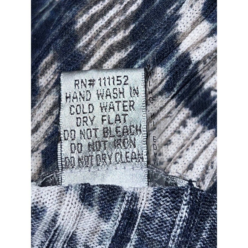 Alberto Makali Zebra Print Studded Rhinestone Zip Front Ribbed Knit Top XL Navy - Picture 8 of 8